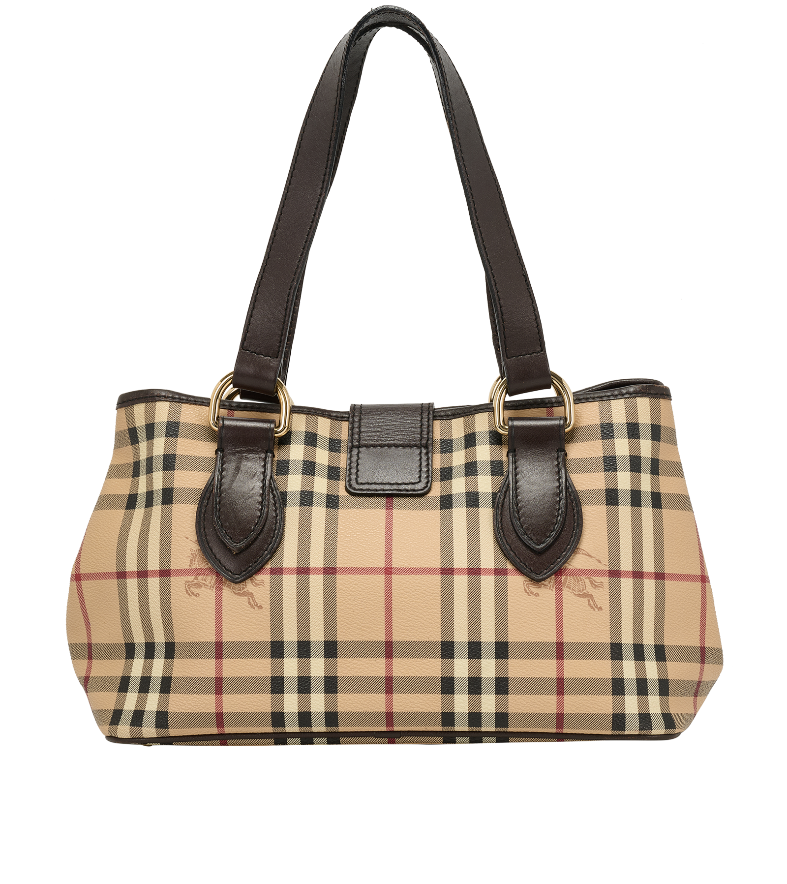 Check Shoulder Bag, &pound;295, Handbags, Beige/Brown, Canvas, Back view